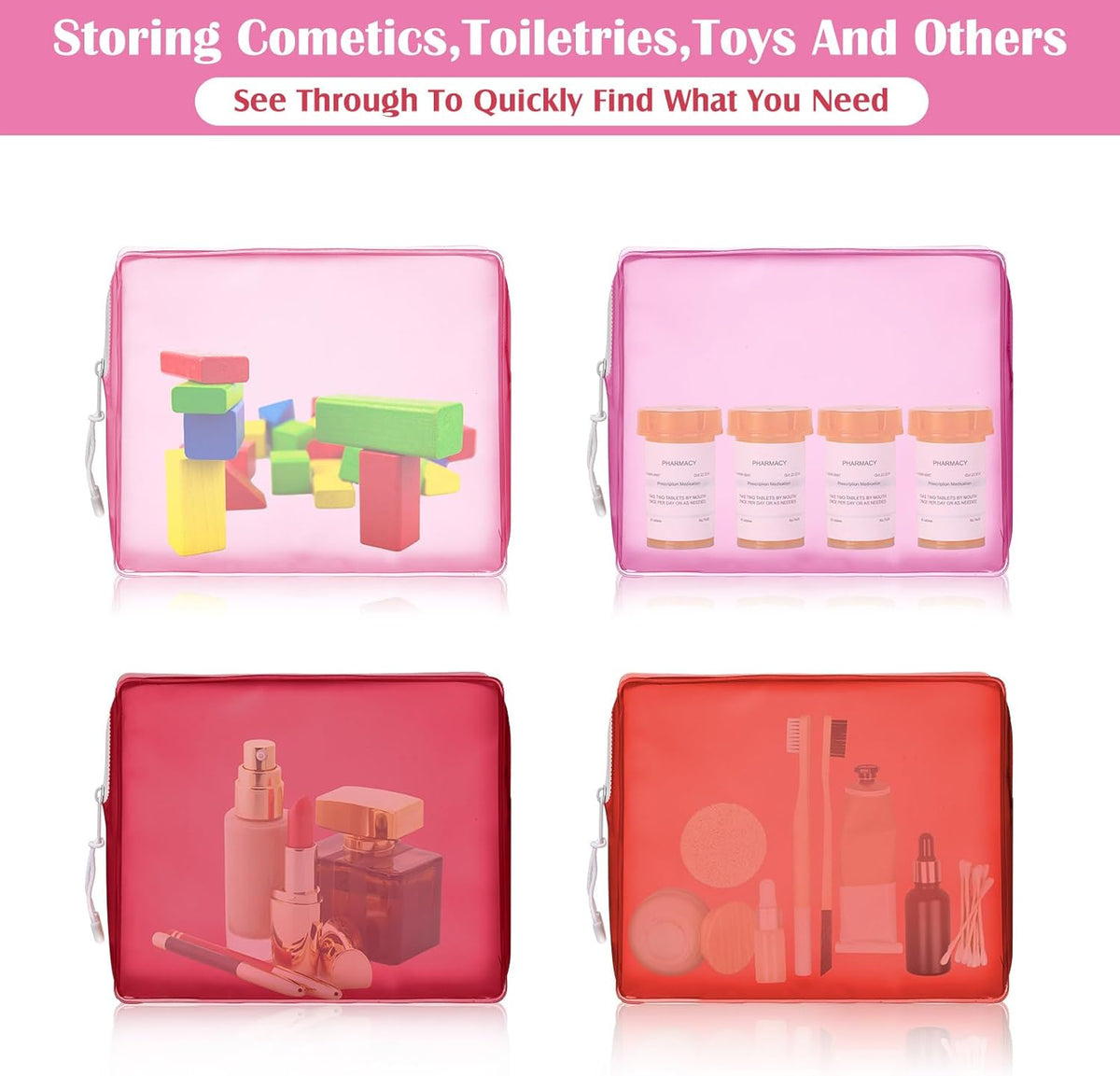4 Pack TSA Approved Travel Toiletry Bags Frosted Translucent Leak-proof Cosmetic Makeup Bags for Women Men Travel Organizer Airport Security(Pastel,8.5 x 6.3 x 2.9 Inch)