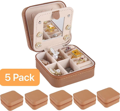 Travel jewelry case Travel jewelry box Travel Jewelry Organizer Small box Gift for Girls Women with Mirror(Green)
