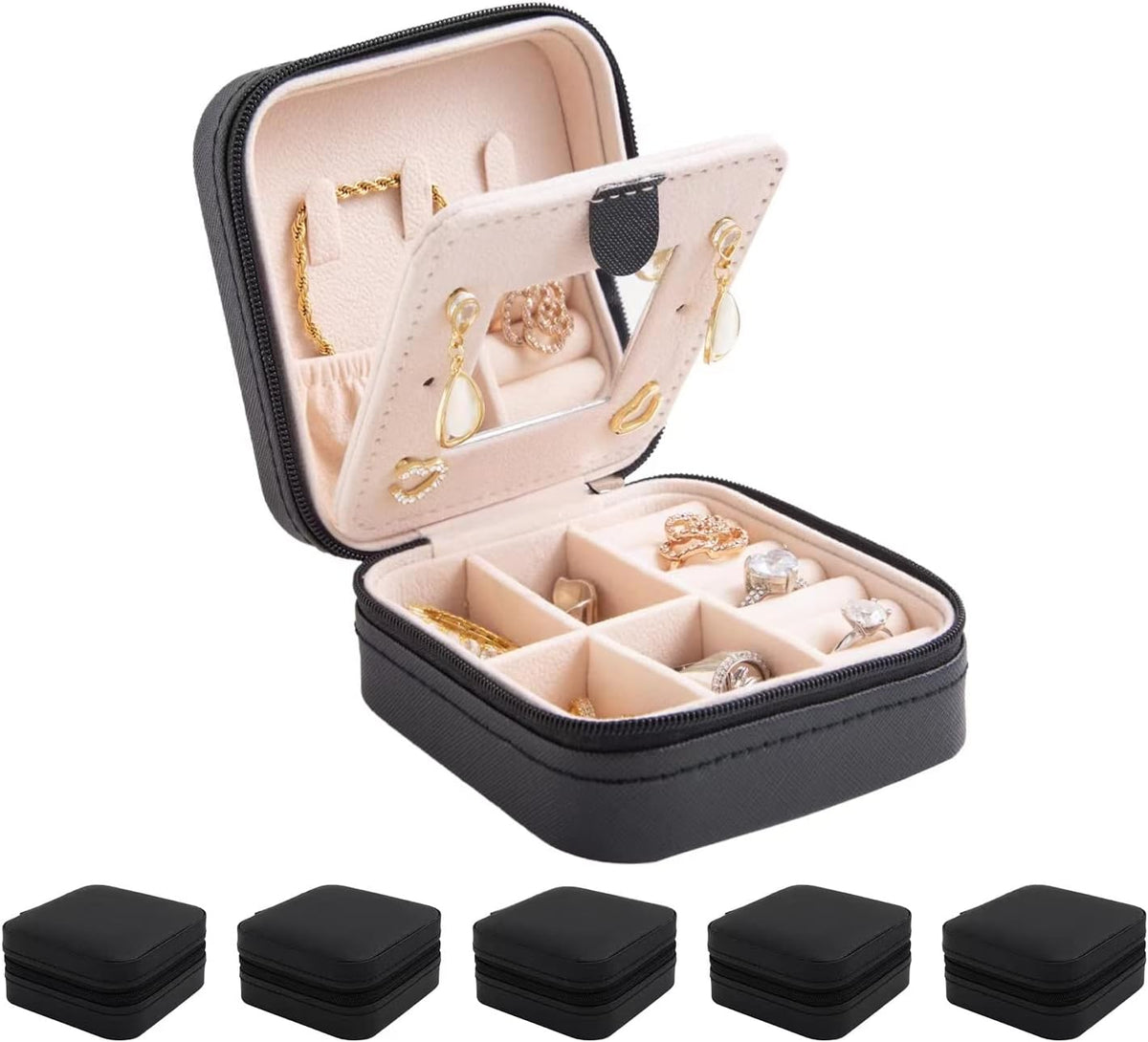 Travel jewelry case Travel jewelry box Travel Jewelry Organizer Small box Gift for Girls Women with Mirror(Green)