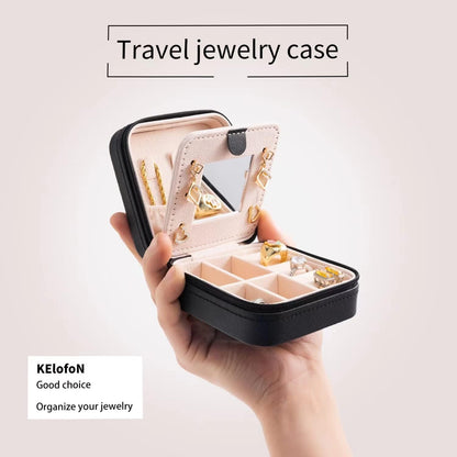 Travel jewelry case Travel jewelry box Travel Jewelry Organizer Small box Gift for Girls Women with Mirror(Green)