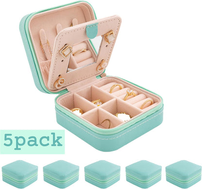 Travel jewelry case Travel jewelry box Travel Jewelry Organizer Small box Gift for Girls Women with Mirror(Green)