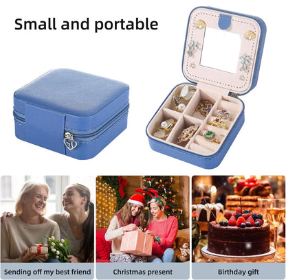 Travel jewelry case Travel jewelry box Travel Jewelry Organizer Small box Gift for Girls Women with Mirror(Green)