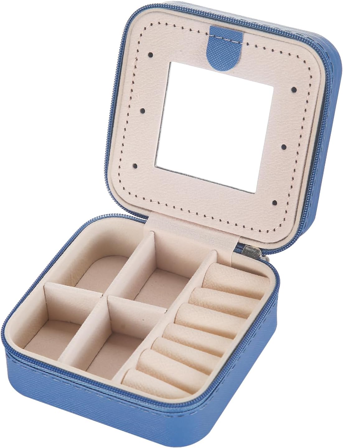 Travel jewelry case Travel jewelry box Travel Jewelry Organizer Small box Gift for Girls Women with Mirror(Green)