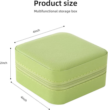 Travel jewelry case Travel jewelry box Travel Jewelry Organizer Small box Gift for Girls Women with Mirror(Green)