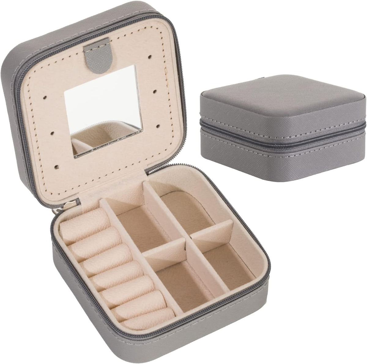 Travel jewelry case Travel jewelry box Travel Jewelry Organizer Small box Gift for Girls Women with Mirror(Green)