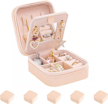 Travel jewelry case Travel jewelry box Travel Jewelry Organizer Small box Gift for Girls Women with Mirror(Green)