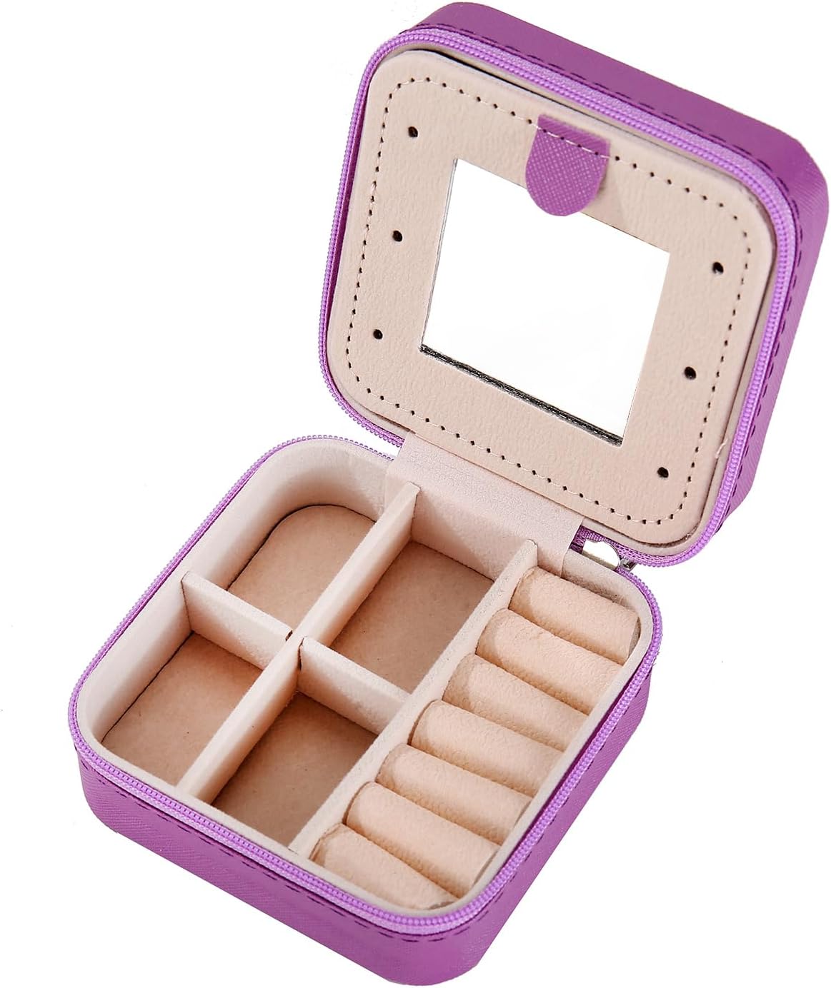 Travel jewelry case Travel jewelry box Travel Jewelry Organizer Small box Gift for Girls Women with Mirror(Green)