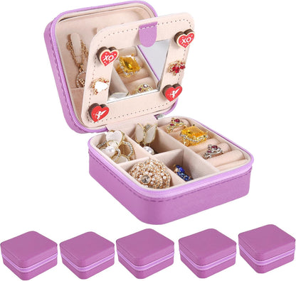 Travel jewelry case Travel jewelry box Travel Jewelry Organizer Small box Gift for Girls Women with Mirror(Green)