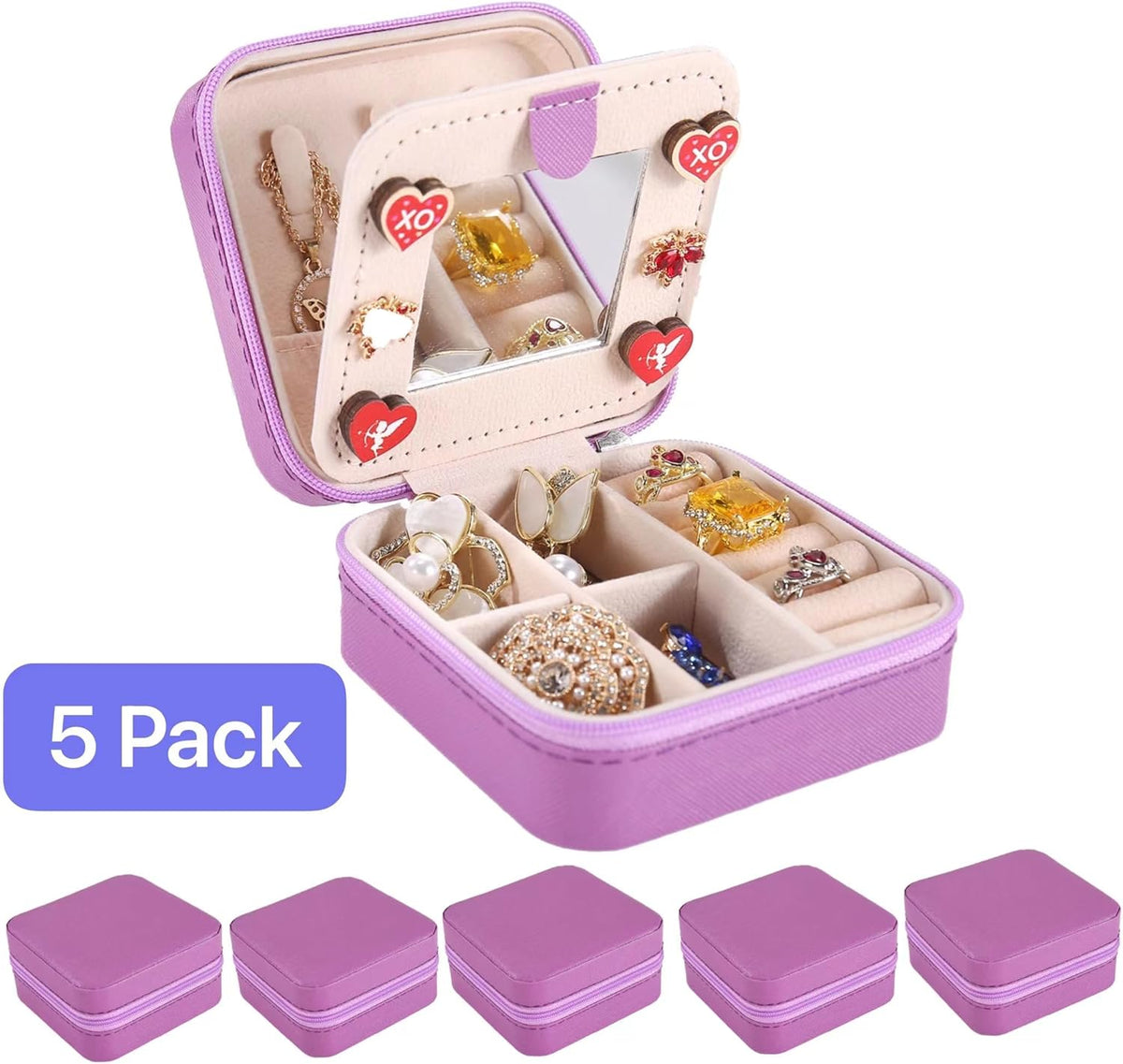 Travel jewelry case Travel jewelry box Travel Jewelry Organizer Small box Gift for Girls Women with Mirror(Green)