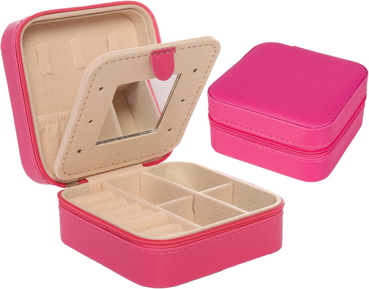 Travel jewelry case Travel jewelry box Travel Jewelry Organizer Small box Gift for Girls Women with Mirror(Green)