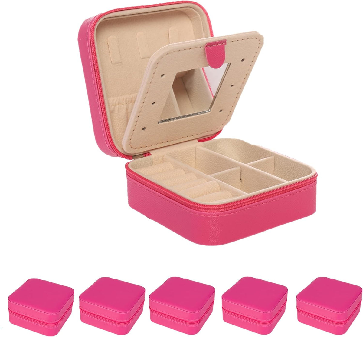 Travel jewelry case Travel jewelry box Travel Jewelry Organizer Small box Gift for Girls Women with Mirror(Green)