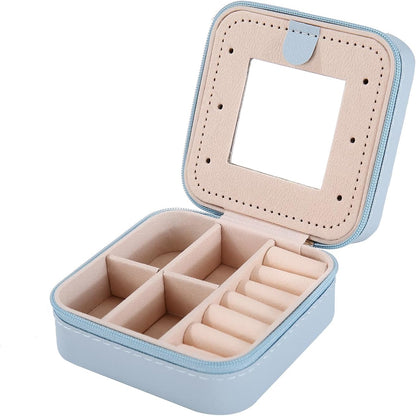 Travel jewelry case Travel jewelry box Travel Jewelry Organizer Small box Gift for Girls Women with Mirror(Green)