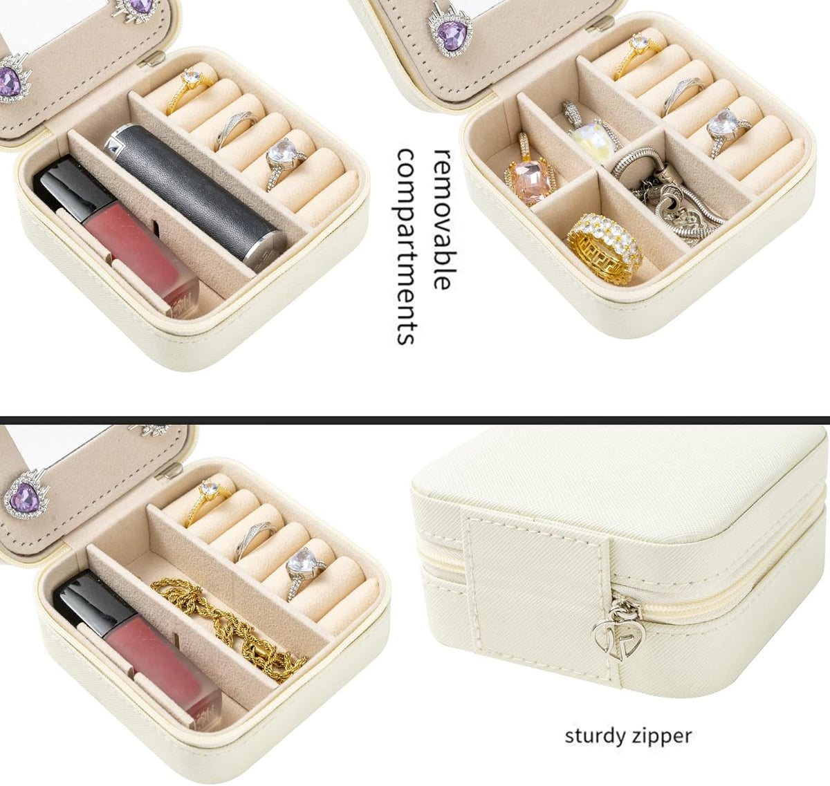 Travel jewelry case Travel jewelry box Travel Jewelry Organizer Small box Gift for Girls Women with Mirror(Green)