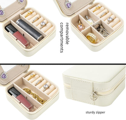 Travel jewelry case Travel jewelry box Travel Jewelry Organizer Small box Gift for Girls Women with Mirror(Green)