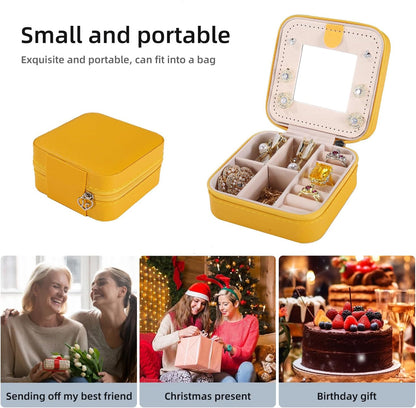 Travel jewelry case Travel jewelry box Travel Jewelry Organizer Small box Gift for Girls Women with Mirror(Green)