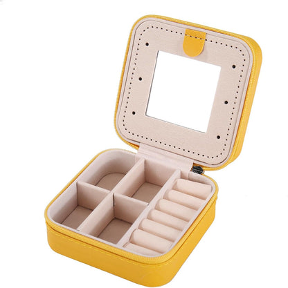 Travel jewelry case Travel jewelry box Travel Jewelry Organizer Small box Gift for Girls Women with Mirror(Green)
