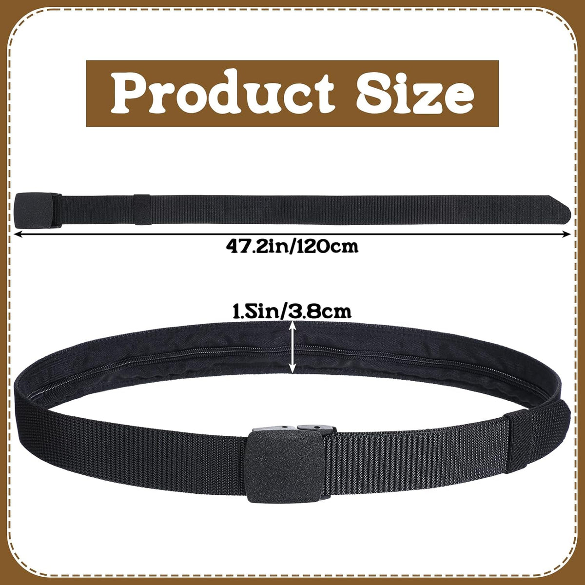 Travel Money Belt, Hidden Money Pouch with Secret Compartment Anti-Theft Nylon Security Waist Wallet with Zinc Alloy Buckle for Business Travel Daily Working, Gift for Dad Boyfriend Men