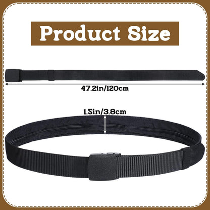 Travel Money Belt, Hidden Money Pouch with Secret Compartment Anti-Theft Nylon Security Waist Wallet with Zinc Alloy Buckle for Business Travel Daily Working, Gift for Dad Boyfriend Men