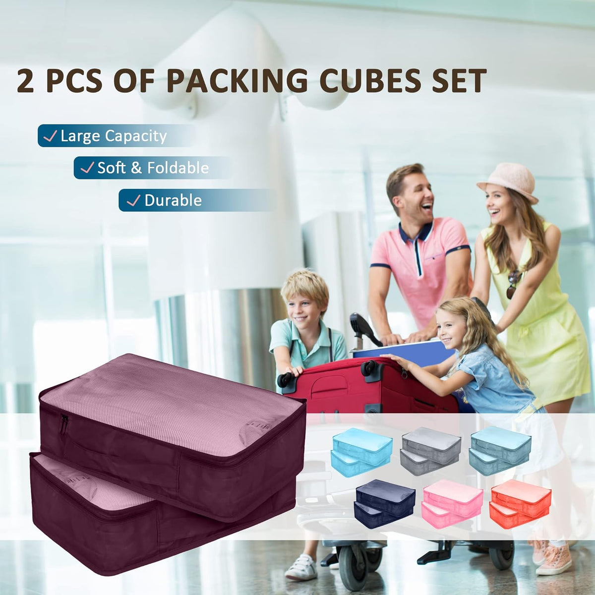 Packing Cubes Set, 2 Pcs Packing Organizers Set for Suitcases (Navy blue)