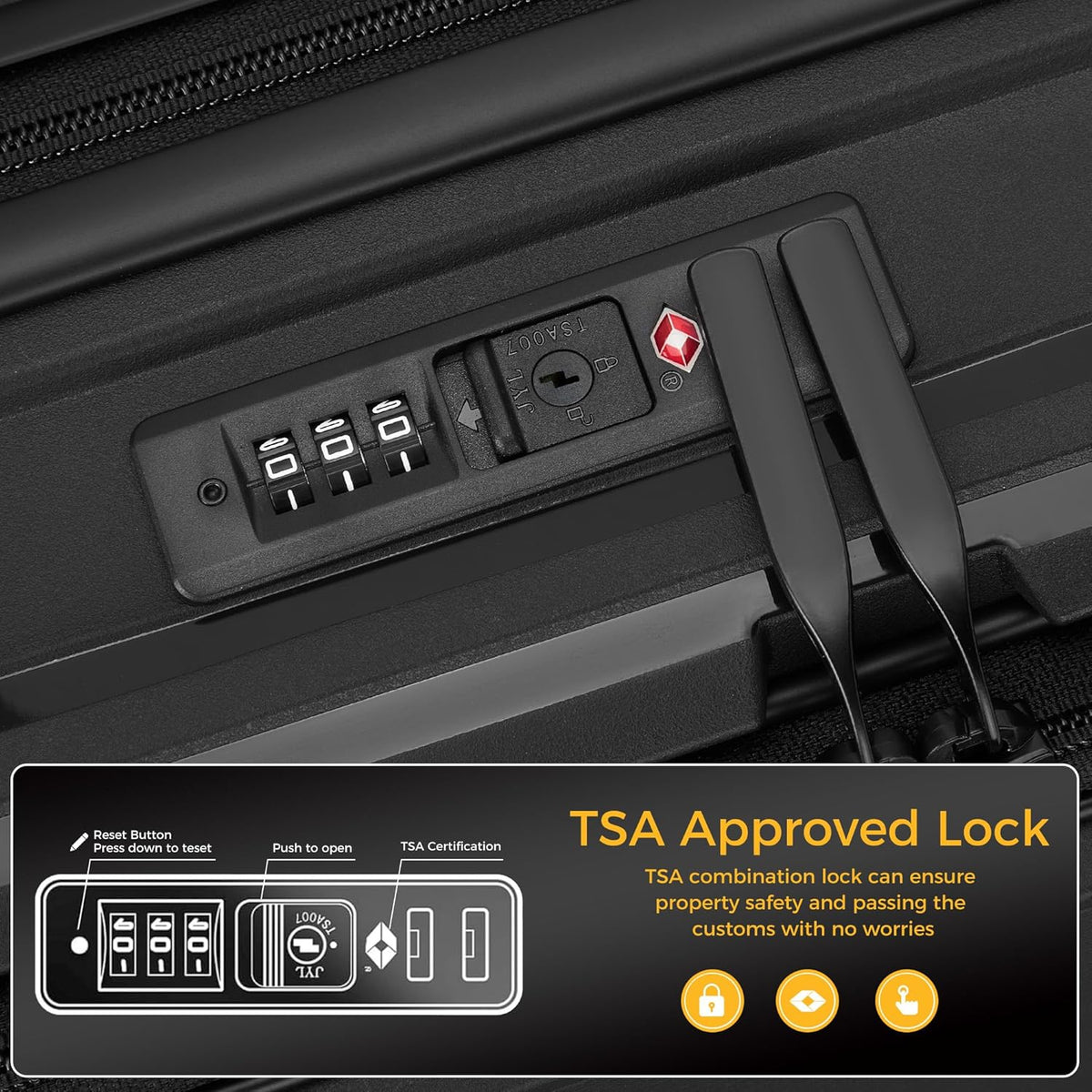 20 IN 22x14x9 Airline Approved with TSA Lock | Hardside Carry-on Suitcase with 8 Rolling Spinner Wheels, Lightweight PP Hard Shell Travel Luggage for Men and Women,Travel