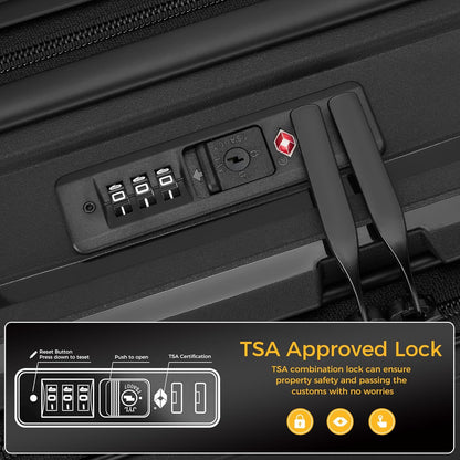 20 IN 22x14x9 Airline Approved with TSA Lock | Hardside Carry-on Suitcase with 8 Rolling Spinner Wheels, Lightweight PP Hard Shell Travel Luggage for Men and Women,Travel
