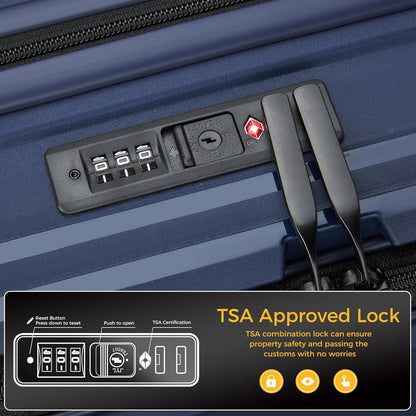 20 IN 22x14x9 Airline Approved with TSA Lock | Hardside Carry-on Suitcase with 8 Rolling Spinner Wheels, Lightweight PP Hard Shell Travel Luggage for Men and Women,Travel