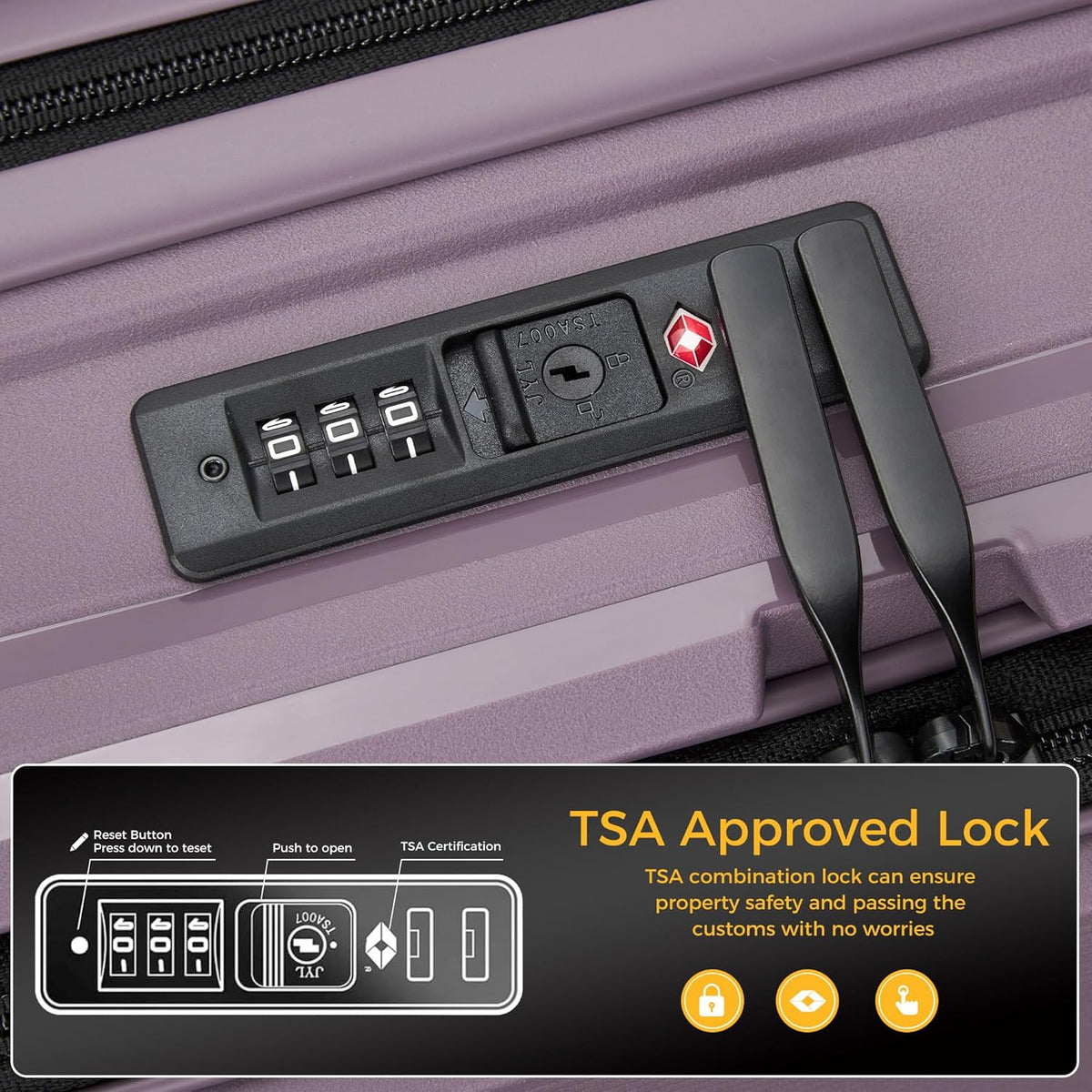 20 IN 22x14x9 Airline Approved with TSA Lock | Hardside Carry-on Suitcase with 8 Rolling Spinner Wheels, Lightweight PP Hard Shell Travel Luggage for Men and Women,Travel