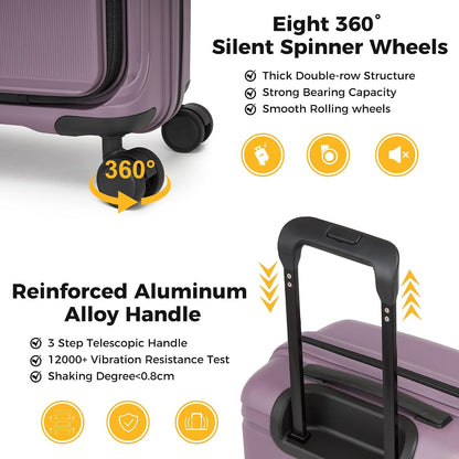 20 IN 22x14x9 Airline Approved with TSA Lock | Hardside Carry-on Suitcase with 8 Rolling Spinner Wheels, Lightweight PP Hard Shell Travel Luggage for Men and Women,Travel