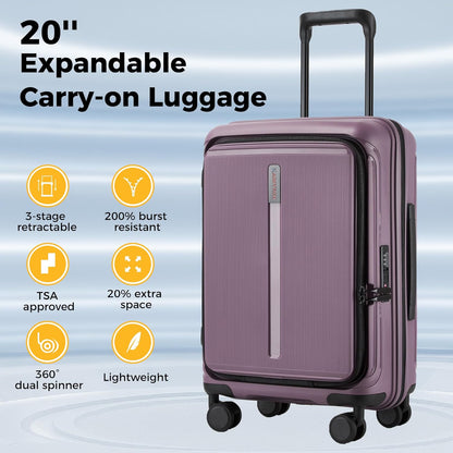 20 IN 22x14x9 Airline Approved with TSA Lock | Hardside Carry-on Suitcase with 8 Rolling Spinner Wheels, Lightweight PP Hard Shell Travel Luggage for Men and Women,Travel