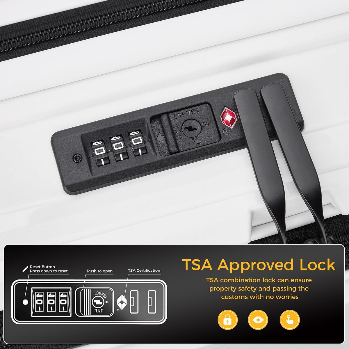 20 IN 22x14x9 Airline Approved with TSA Lock | Hardside Carry-on Suitcase with 8 Rolling Spinner Wheels, Lightweight PP Hard Shell Travel Luggage for Men and Women,Travel
