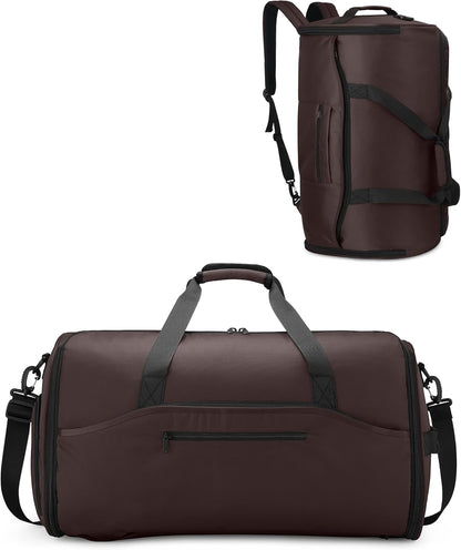 Convertible Garment Duffle Bags for Travel - Carry on Garment Bag, Suit Bag for Men & Women, 3 in 1 Foldable Travel Duffle Backpack with Shoulder Strap (Black)