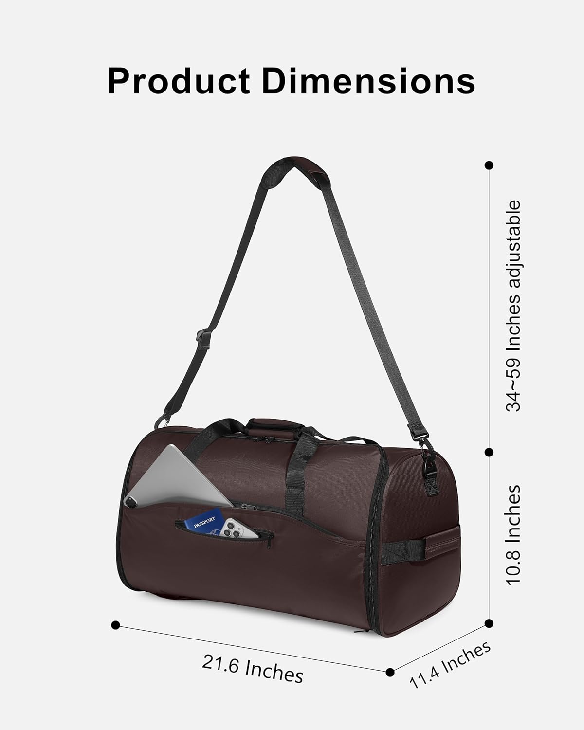 Convertible Garment Duffle Bags for Travel - Carry on Garment Bag, Suit Bag for Men & Women, 3 in 1 Foldable Travel Duffle Backpack with Shoulder Strap (Black)