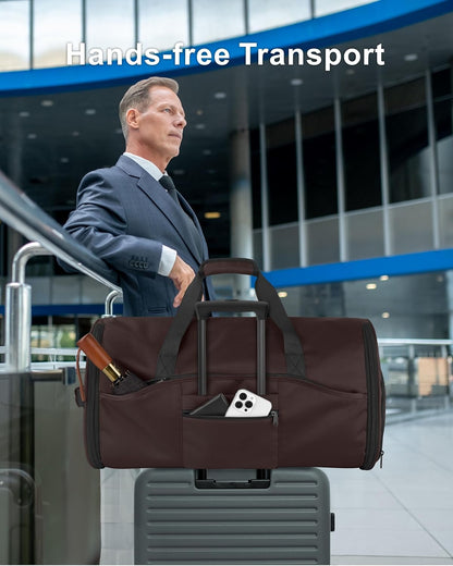 Convertible Garment Duffle Bags for Travel - Carry on Garment Bag, Suit Bag for Men & Women, 3 in 1 Foldable Travel Duffle Backpack with Shoulder Strap (Black)