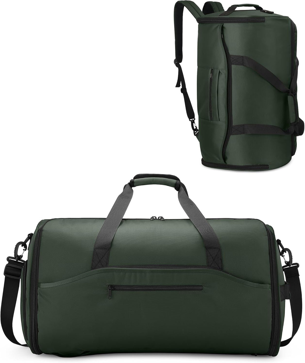 Convertible Garment Duffle Bags for Travel - Carry on Garment Bag, Suit Bag for Men & Women, 3 in 1 Foldable Travel Duffle Backpack with Shoulder Strap (Black)