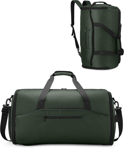 Convertible Garment Duffle Bags for Travel - Carry on Garment Bag, Suit Bag for Men & Women, 3 in 1 Foldable Travel Duffle Backpack with Shoulder Strap (Black)