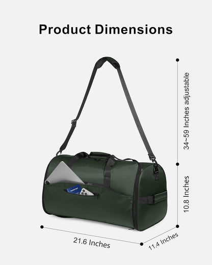 Convertible Garment Duffle Bags for Travel - Carry on Garment Bag, Suit Bag for Men & Women, 3 in 1 Foldable Travel Duffle Backpack with Shoulder Strap (Black)