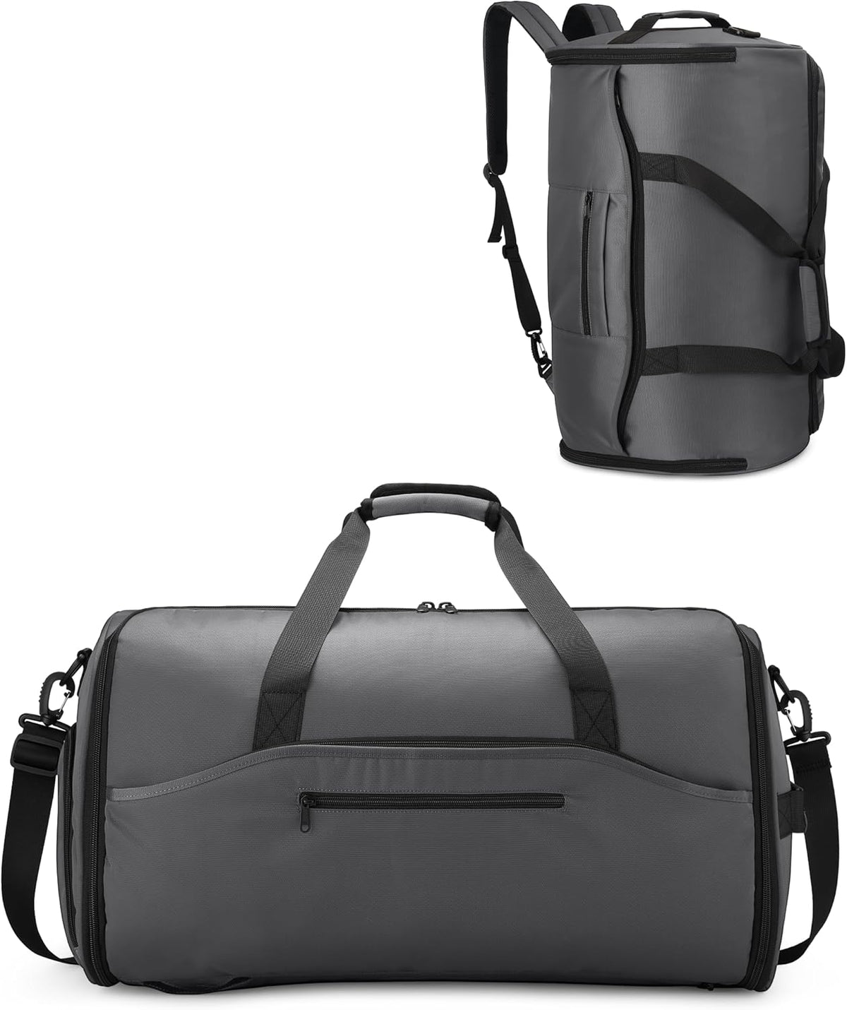 Convertible Garment Duffle Bags for Travel - Carry on Garment Bag, Suit Bag for Men & Women, 3 in 1 Foldable Travel Duffle Backpack with Shoulder Strap (Black)