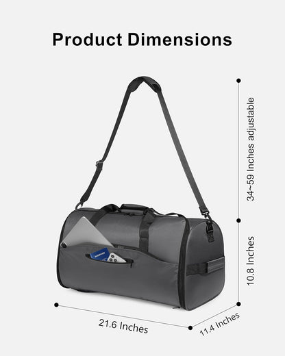 Convertible Garment Duffle Bags for Travel - Carry on Garment Bag, Suit Bag for Men & Women, 3 in 1 Foldable Travel Duffle Backpack with Shoulder Strap (Black)