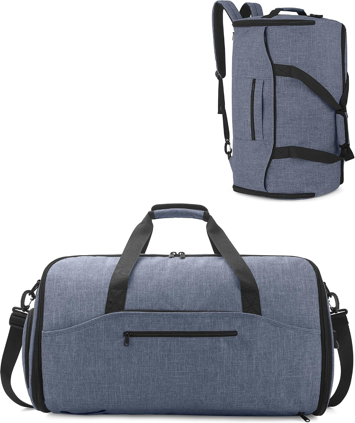 Convertible Garment Duffle Bags for Travel - Carry on Garment Bag, Suit Bag for Men & Women, 3 in 1 Foldable Travel Duffle Backpack with Shoulder Strap (Black)