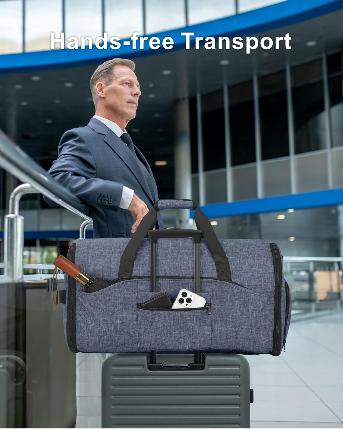 Convertible Garment Duffle Bags for Travel - Carry on Garment Bag, Suit Bag for Men & Women, 3 in 1 Foldable Travel Duffle Backpack with Shoulder Strap (Black)