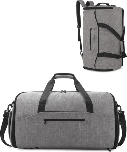 Convertible Garment Duffle Bags for Travel - Carry on Garment Bag, Suit Bag for Men & Women, 3 in 1 Foldable Travel Duffle Backpack with Shoulder Strap (Black)