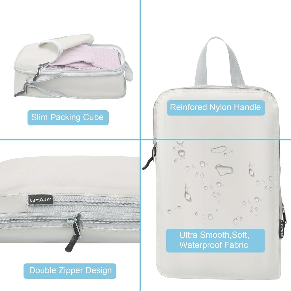 3 Set Lightweight Compression Packing Cubes for Suitcases, Travel Essentials Expandable Packing Cubes Organizer for Carry on Suitcases(Cream)