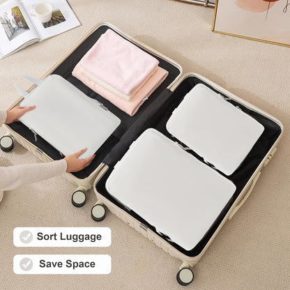 3 Set Lightweight Compression Packing Cubes for Suitcases, Travel Essentials Expandable Packing Cubes Organizer for Carry on Suitcases(Cream)