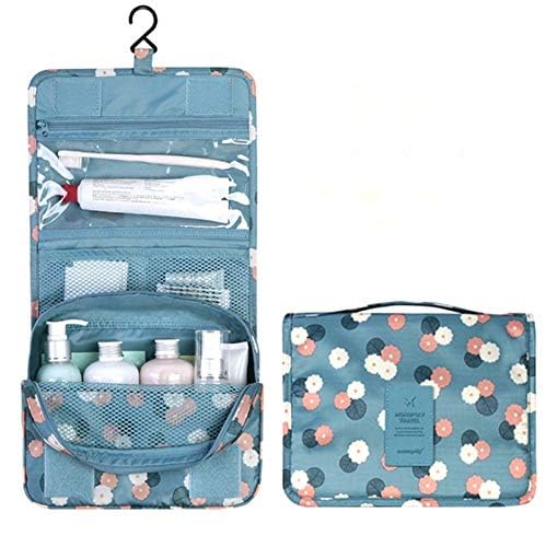 Hanging Travel Case Toiletry Bag Multifunction Cosmetic Bag Portable Makeup Pouch Waterproof Travel Makeup Bag Hanging Makeup Organizer for Women and Girls (Flamingo)