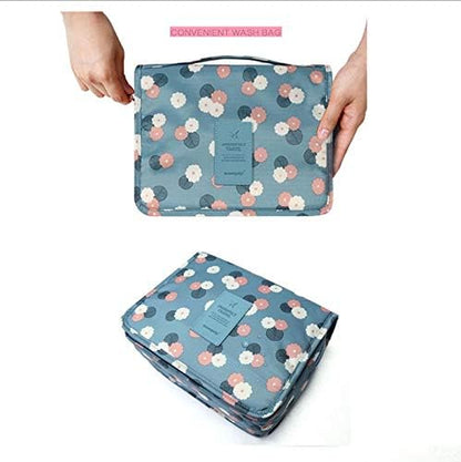 Hanging Travel Case Toiletry Bag Multifunction Cosmetic Bag Portable Makeup Pouch Waterproof Travel Makeup Bag Hanging Makeup Organizer for Women and Girls (Flamingo)