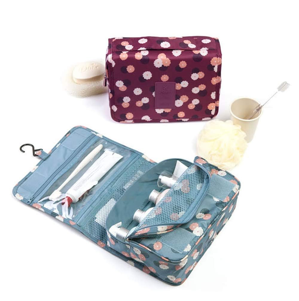 Hanging Travel Case Toiletry Bag Multifunction Cosmetic Bag Portable Makeup Pouch Waterproof Travel Makeup Bag Hanging Makeup Organizer for Women and Girls (Flamingo)