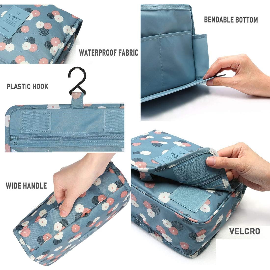Hanging Travel Case Toiletry Bag Multifunction Cosmetic Bag Portable Makeup Pouch Waterproof Travel Makeup Bag Hanging Makeup Organizer for Women and Girls (Flamingo)