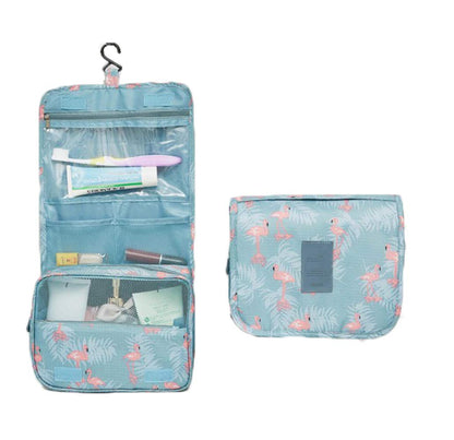 Hanging Travel Case Toiletry Bag Multifunction Cosmetic Bag Portable Makeup Pouch Waterproof Travel Makeup Bag Hanging Makeup Organizer for Women and Girls (Flamingo)