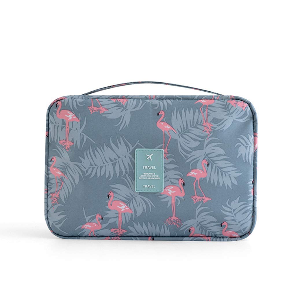 Hanging Travel Case Toiletry Bag Multifunction Cosmetic Bag Portable Makeup Pouch Waterproof Travel Makeup Bag Hanging Makeup Organizer for Women and Girls (Flamingo)