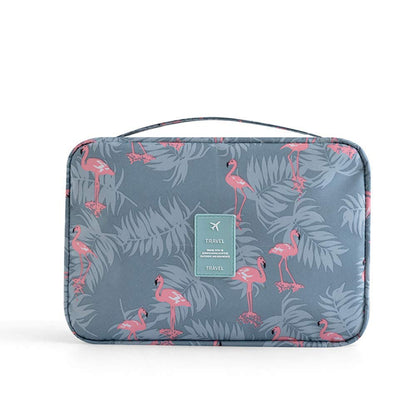 Hanging Travel Case Toiletry Bag Multifunction Cosmetic Bag Portable Makeup Pouch Waterproof Travel Makeup Bag Hanging Makeup Organizer for Women and Girls (Flamingo)